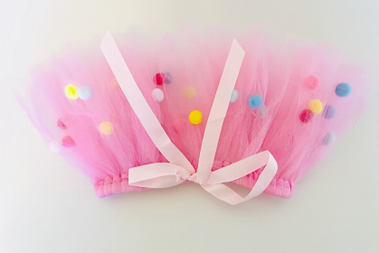 Pink Pom Pom Dog Tutu Skirt (XS)