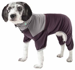 Pet Life Active 'Embarker' Heathered Performance 4-Way Stretch Two-Toned Full Body Warm Up (Color: Brown, size: X-Small)