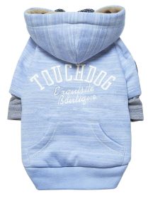 Touchdog Hampton Beach Designer Ultra Soft Sand-Blasted Cotton Pet Dog Hoodie Sweater (Color: Blue, size: medium)