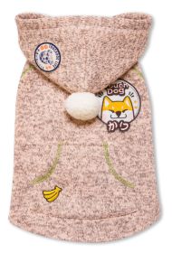 Touchdog Hippie Embellished Designer Sleeveless Pompom Pet Dog Hooded Sweater (Color: Light Pink, size: medium)