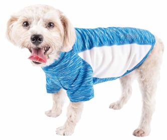 Pet Life Active 'Warf Speed' Heathered Ultra-Stretch Sporty Performance Dog T-Shirt (Color: Blue, size: large)