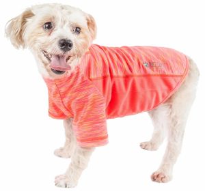 Pet Life Active 'Warf Speed' Heathered Ultra-Stretch Sporty Performance Dog T-Shirt (Color: Orange, size: small)