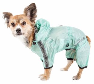 Dog Helios 'Torrential Shield' Waterproof Multi-Adjustable Full Bodied Pet Dog Windbreaker Raincoat (Color: Green, size: small)